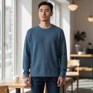 Tailor Vintage Mens Large Blue Long Sleeve Knit‎ Top casual